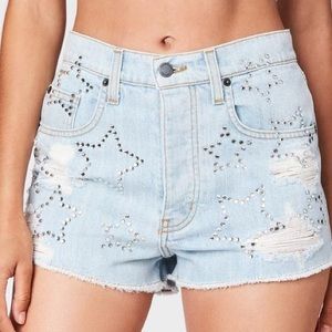 NWT Carmar Rhinestone Star Titania Short Blue